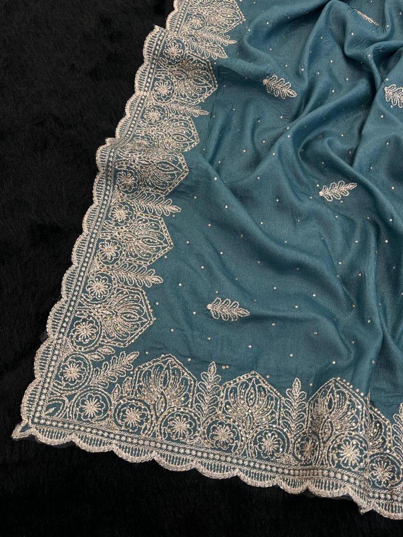 Ktd 2017 Chocolate Silk With Embroidery Work Saree